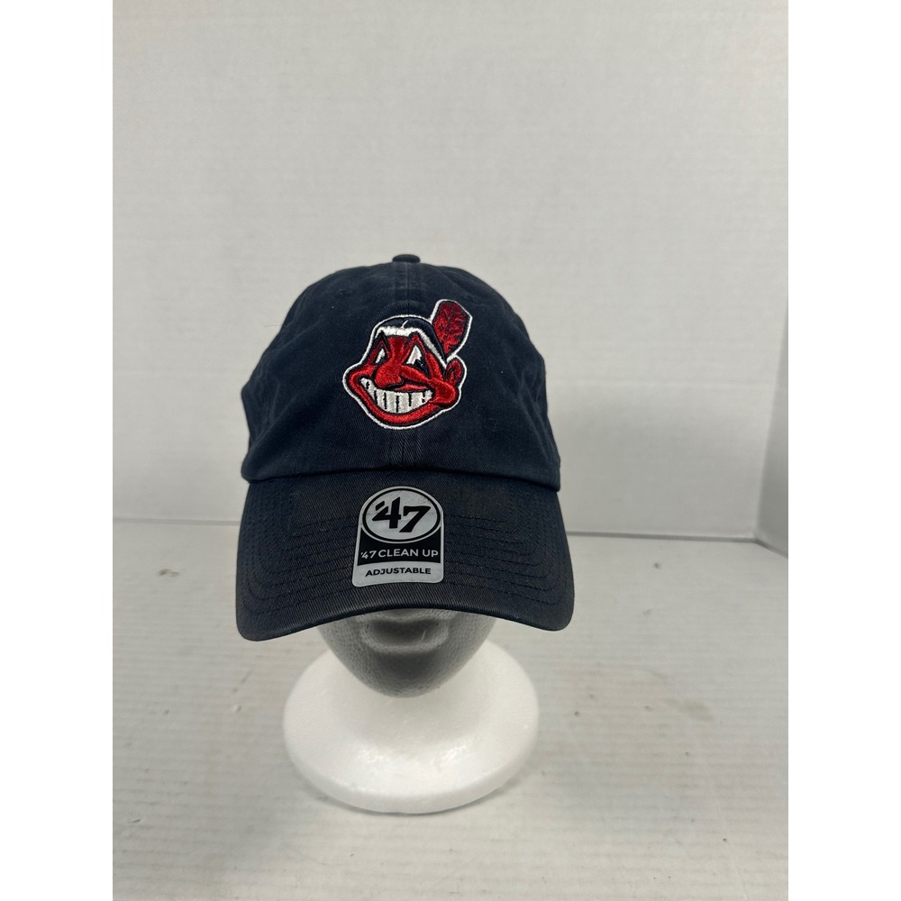 '47 Brand Cleveland Indians Chief Wahoo Navy Blue Clean Up Adjustable Hat MLB